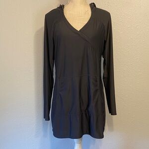 Athleta Gray Long Sleeve Lightweight Hooded Pullover Tunic Size Large